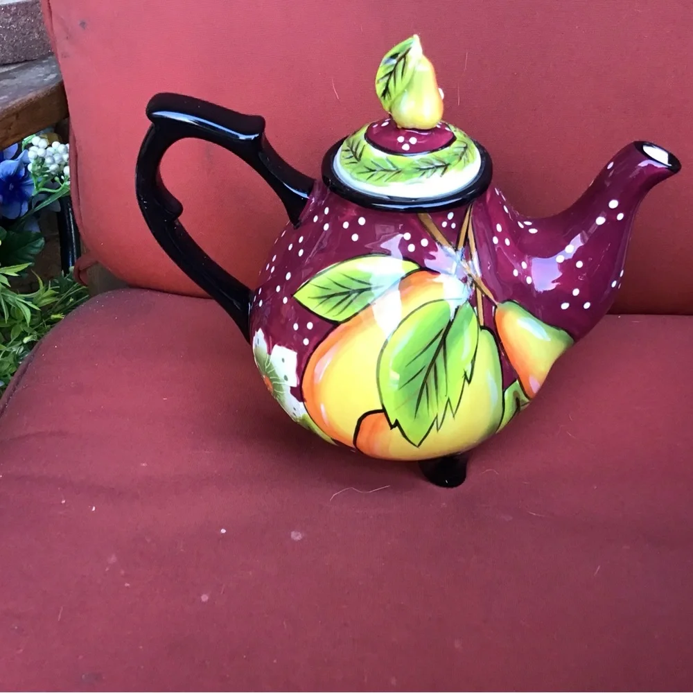 NWOT - Vintage - Rare - Blue Sky Ceramics- Coloful Pears Design - - Picture 2 of 5